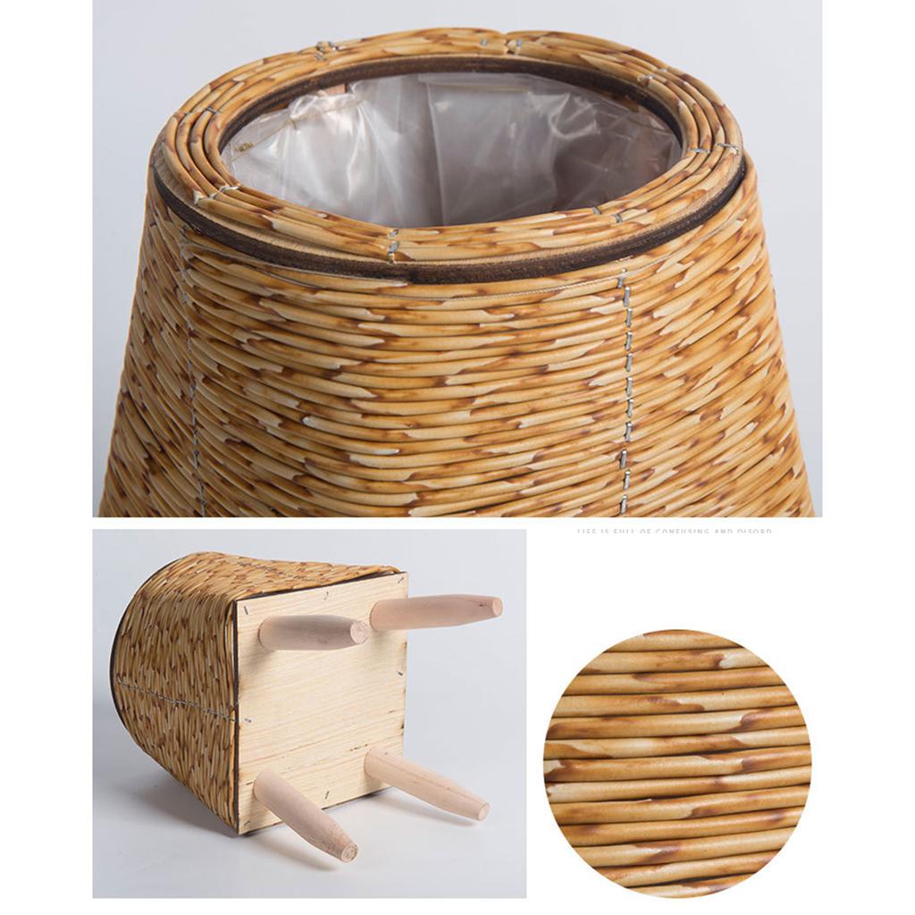 Květináče se stojanem Ratanové květináče Pletená rostlinná stolička v košíku Designový stojan na květináče s dřevěnými nohami