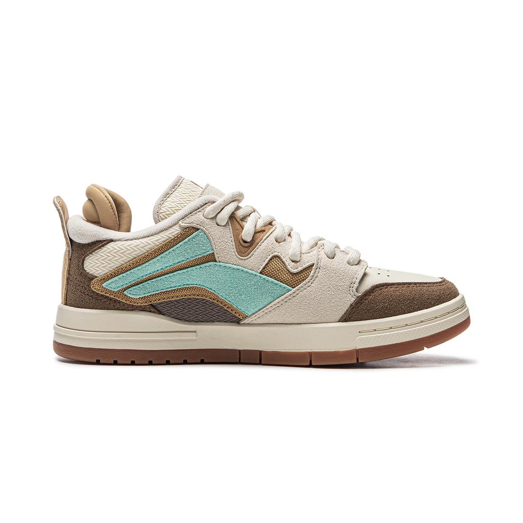 Li-Ning Minimalist Casual Non-Slip Shock Absorbing Low-Top Skate Shoes Women sneakers Brown Gray Green AECU038-1