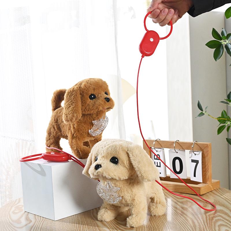 Jucărie Pandantiv Câine de Pluș Electric: Cu lumini, lătrat, cu lesă mobilă