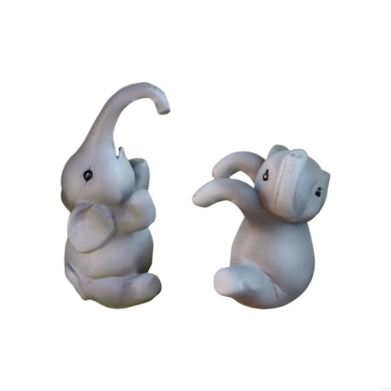 62KD 2Pcs Cartoon Elephant Statue Planter Accessories Flower Pot Hanger for Living Room Balconies or Patios Resins Decoration