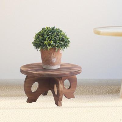 Round Wooden Plant Stand Flower Pot Holder Bedroom Outdoor Table Planter Rack for Corner Hotel