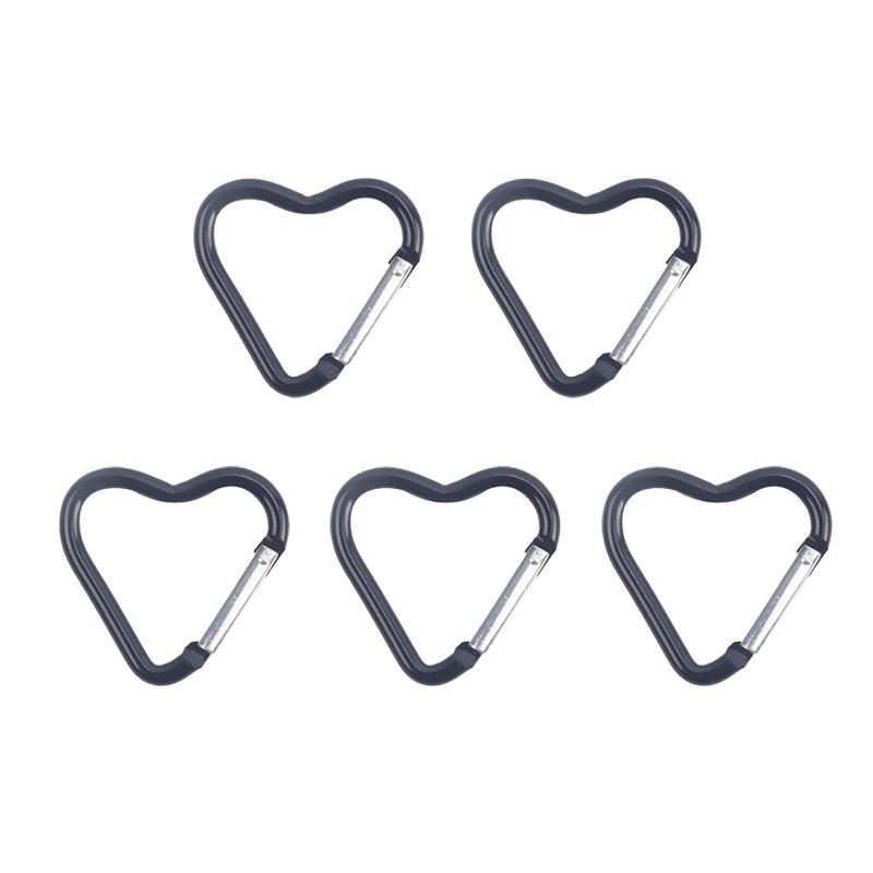 5 ks Venkovní karabina Klíčenka ve tvaru srdce Klip Kroužky z hliníkové slitiny Lezecké klipy Karabina s pružinovým uzávěrem Odolná