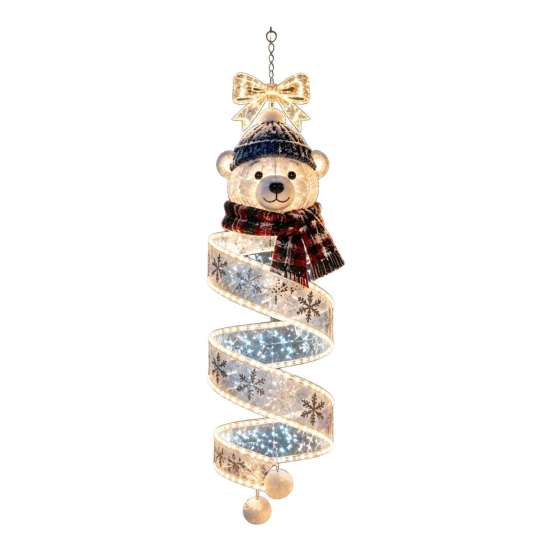 Bright LED Lights for Night Decor Christmas Magic Spiral Hanging Light, Decoration with Vertical Display Office Porch Entryway Doorway And Outdoor