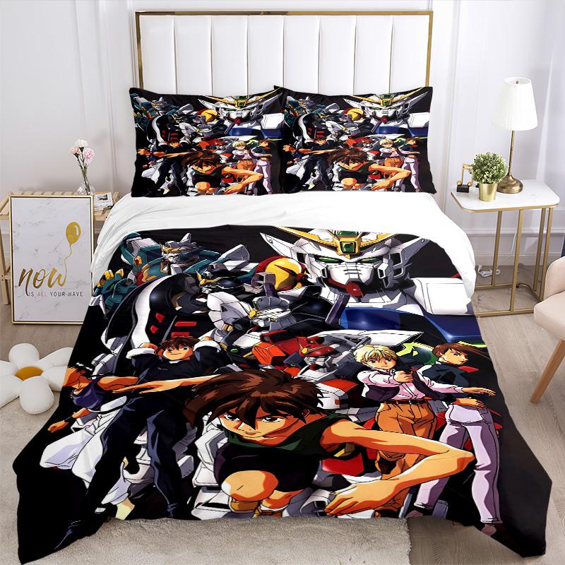 Mobile Suit Adventure Print 3Pcs Bedding Setduvet Cover With 2 Bedropillowcase Home Birthday Gift