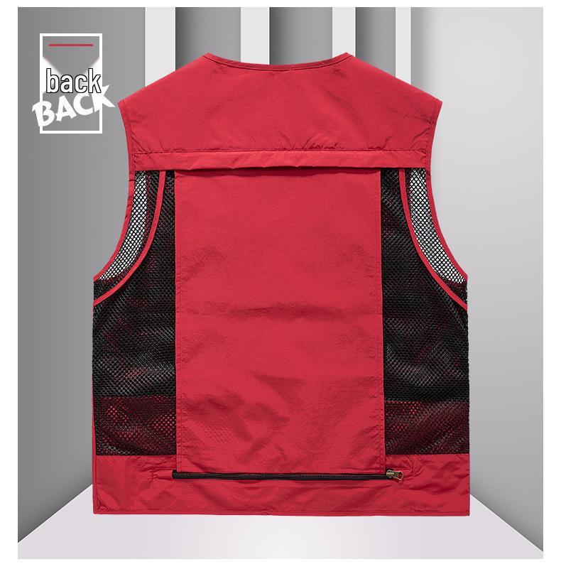 Vestă de plasă cu buzunare multiple pentru bărbați cu uscare rapidă pentru pescuit și fotografie - Primăvară/Toamnă