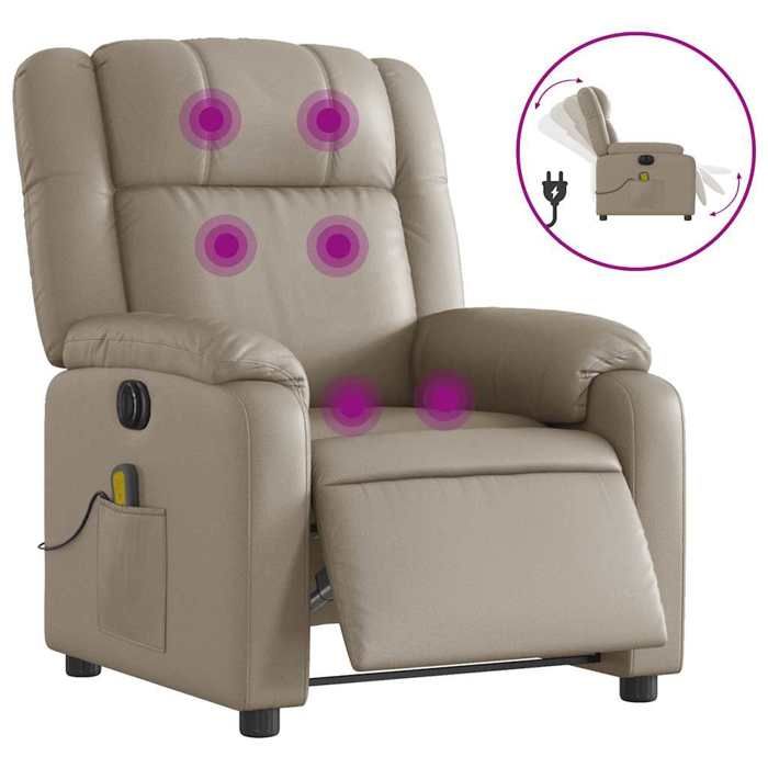 VidaXL Fauteuil de massage inclinable électrique cappuccino similicuir 3205149