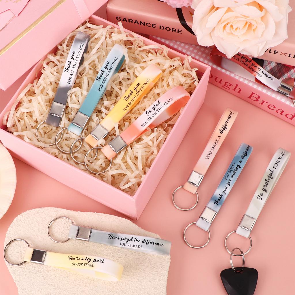 30 Stück Dankeschön Schlüsselanhänger Großhandel Mitarbeiter Wertschätzung Geschenk Motivierender Silikon Schlüsselring Inspirierende Zitate Schlüsselanhänger Personal App