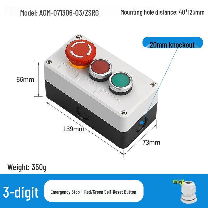 KEOLEA Waterproof Emergency Stop & Start Button, Industrial Self-Reset Push Control Box