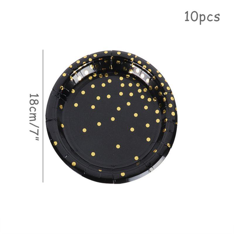 Elegant Black Gold Stamping Party Tableware Supply Perfect For Weddings Birthdays And Baby Showers