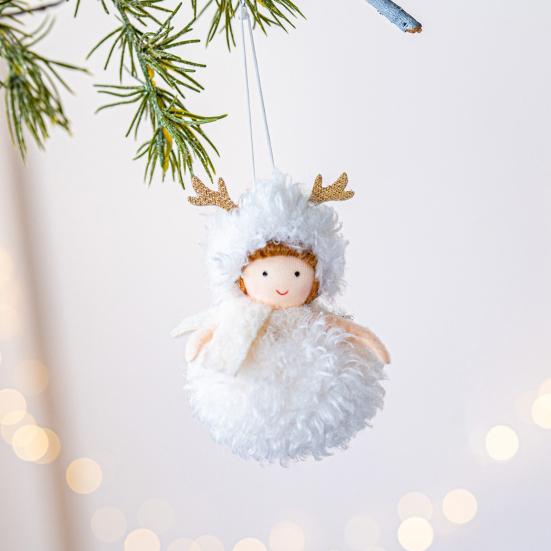 Christmas Pendant Ballet Girl Doll Ornament Hanging Decor with Lanyard Christmas Theme Design Holiday