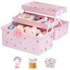 New Children's Hair Accessories Storage Box Head Rope Hairpin Card Pen Sundries Stationery Box 3-laye Cute Girl Jewelry Box