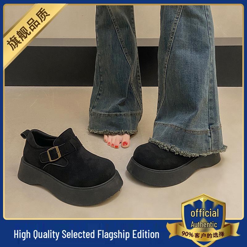 Yang Mi Style Women's Platform Loafers: 2025 Autumn Slip-On, Versatile Birkenstock-Inspired Shoes, Size 34