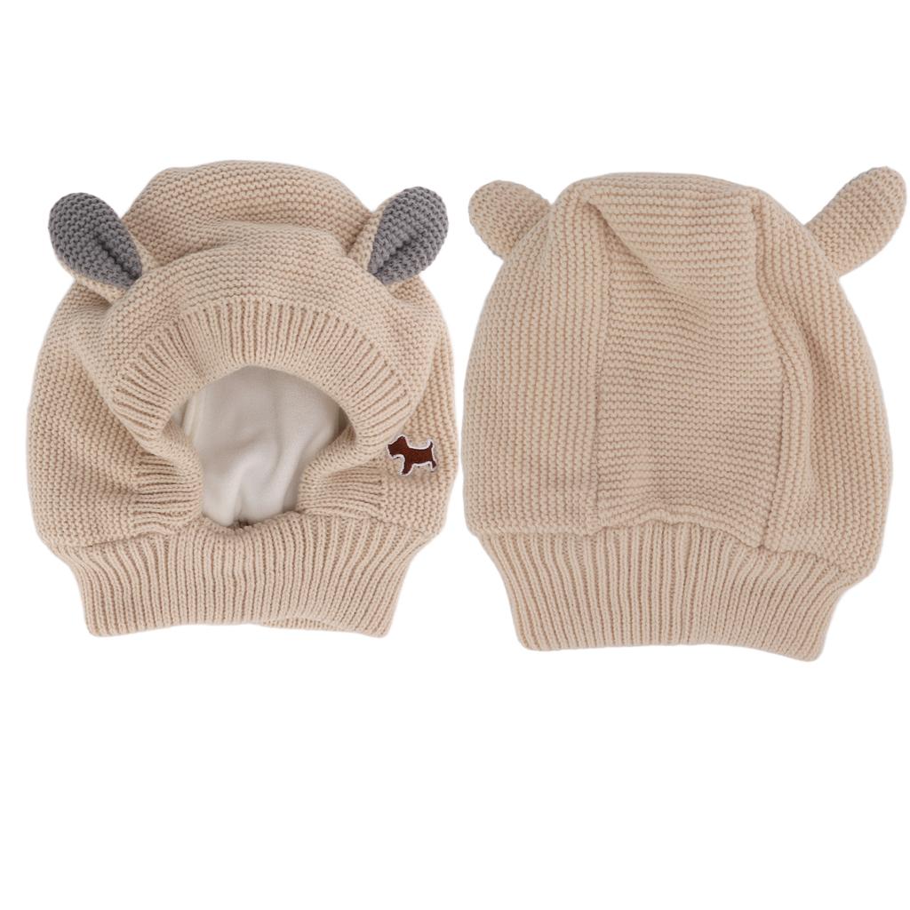 Knitted Rabbits Ear Pet Hat Noise Protection Warm Dog Grooming Earmuffs Hat for Large DogsBeige