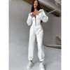 Western Style Autumn and Winter Women Clothes Solid Waist Hoodie Trousers Set Sports Casual Trousers Two-piece Set Women