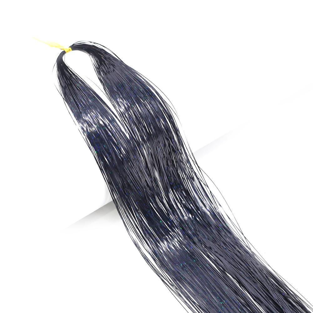 Gold Thread Laser Silk Wig & Seven-Color Hair Extensions with Tinsel Glitter Braiding Strips - 120cm