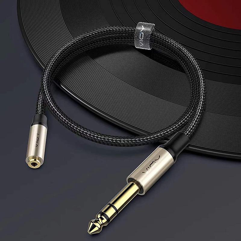 6.35mm Male to 3.5mm Female Extension Cable for Amplifier, TV, Electric Guitar, Mixer, Sound Card.