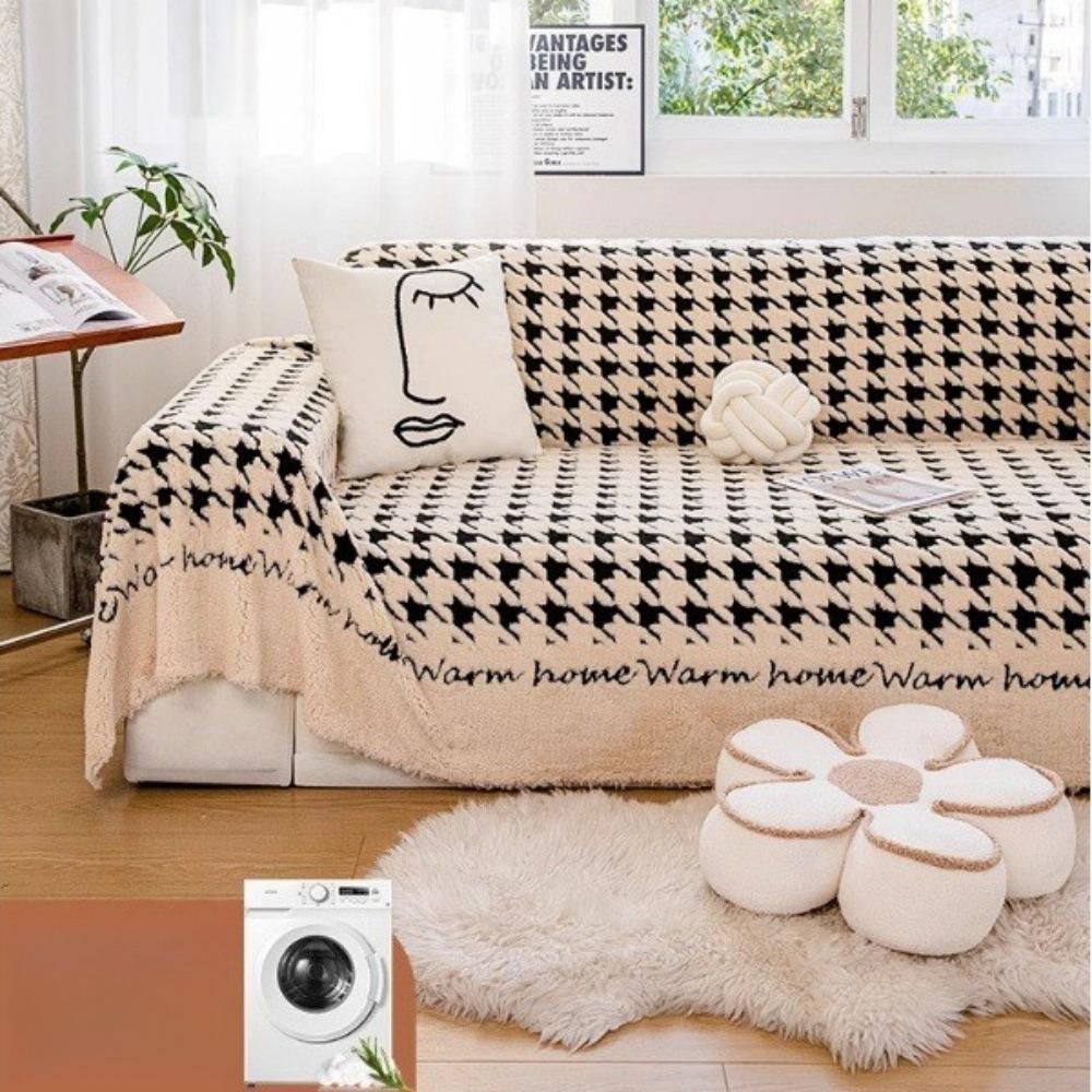 Qiandongge English Plush Sofa Cover Cloth Anti-Cat Scratch Sofa Towel Universal All-Inclusive Sofa Cushion Sofa Dust Cover