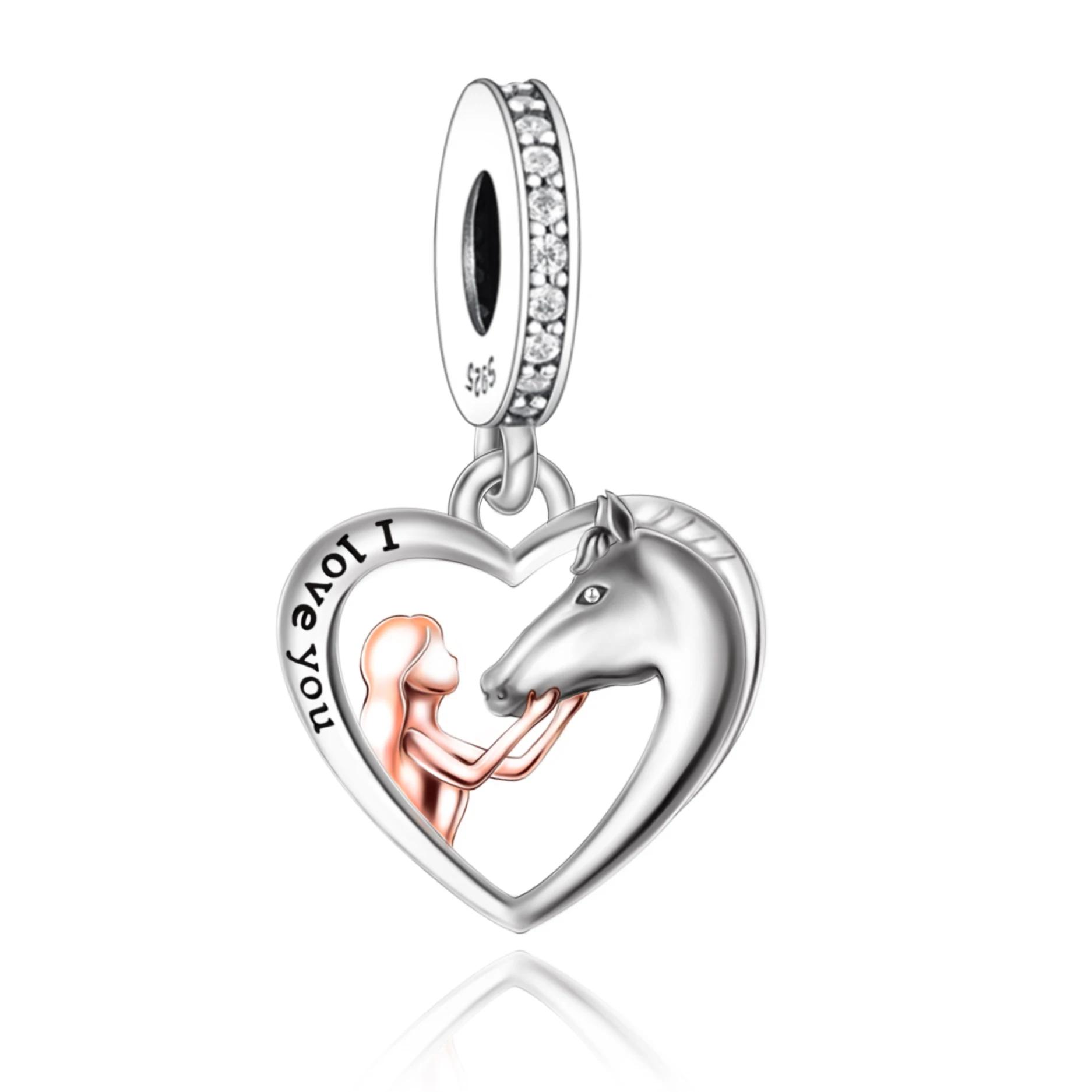 

925 Silver Horse Charm Bracelet For Women Best Friends Bead Pets Lover Berloque Fit Original Pan Jewelry