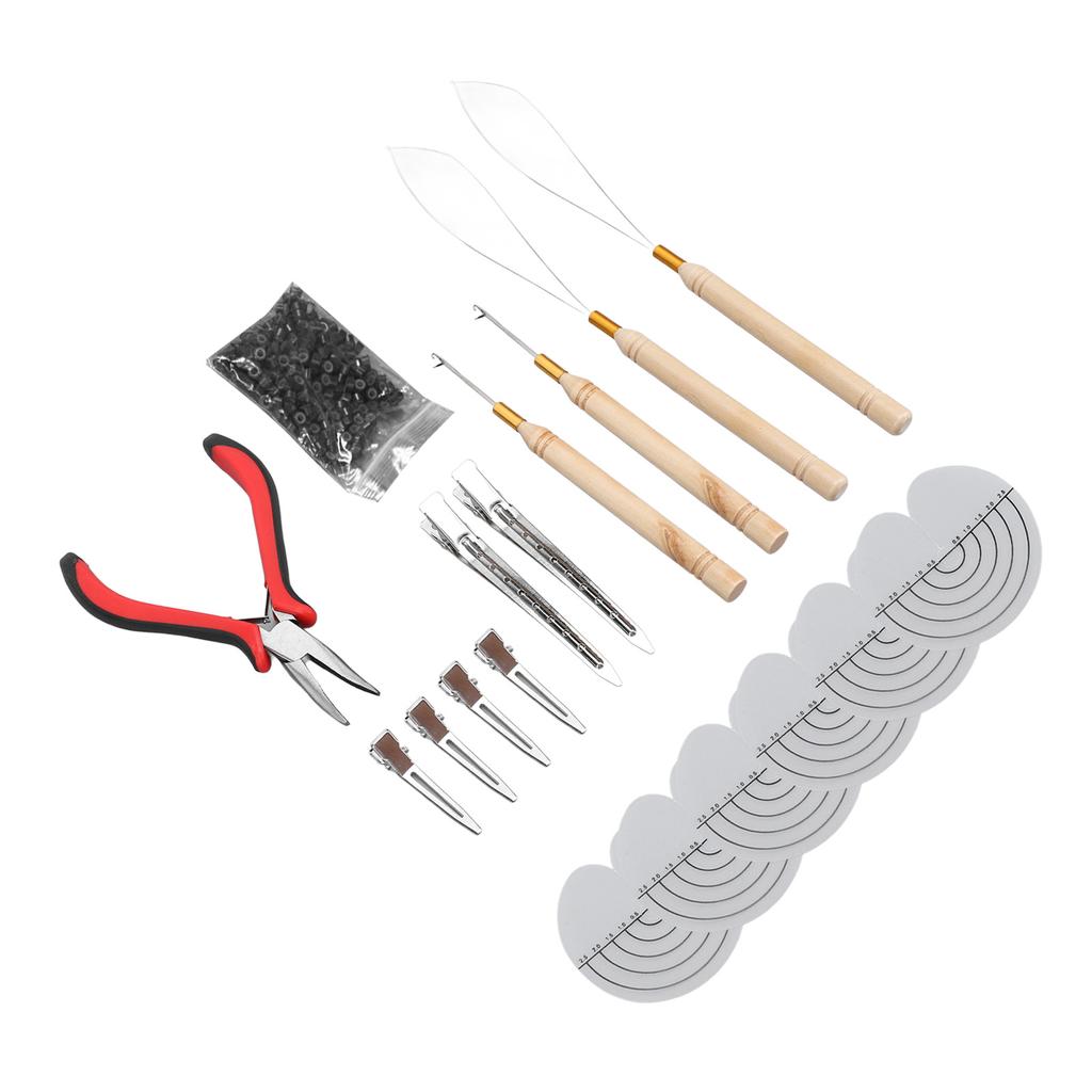 Set de instrumente de extensie a părului Inele de silicon Clește de păr Tragere ac Cârlig Ac Transparent Heat Prote