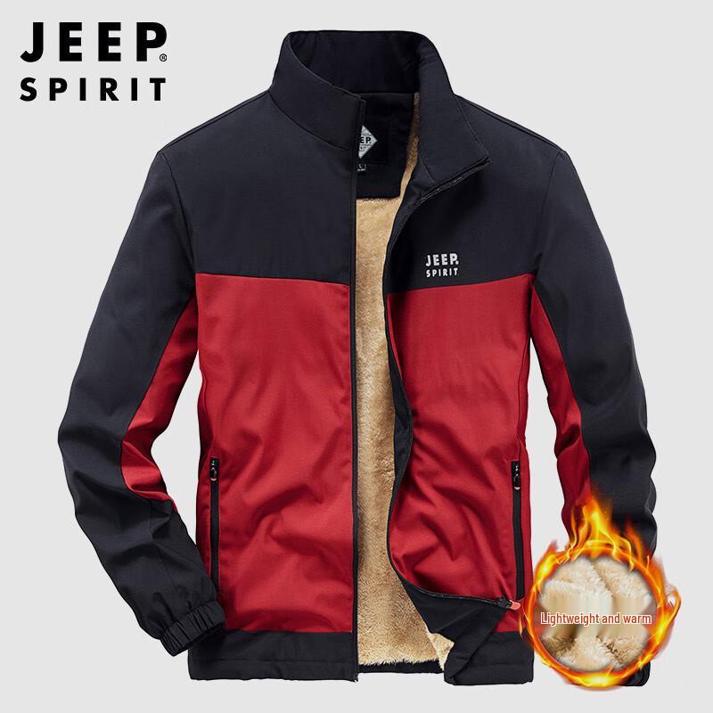 

JEEP SPIRIT Men s Stand Collar Fleece Lined Casual Jacket 4XL