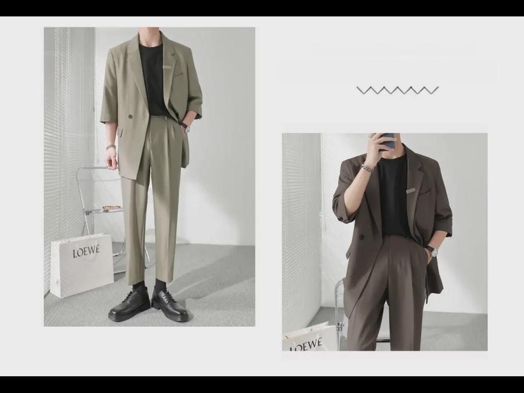 Men's Korean Style Light Casual Short-Sleeved Spring/Summer Suit