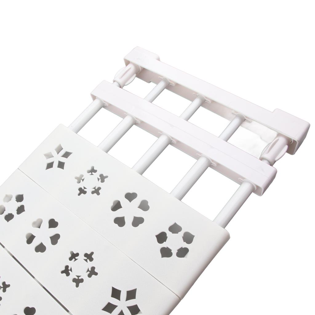 White Expandable Closet Tension Shelf No Drill Telescopic Wardrobe Tension Shelf Organizer Divider