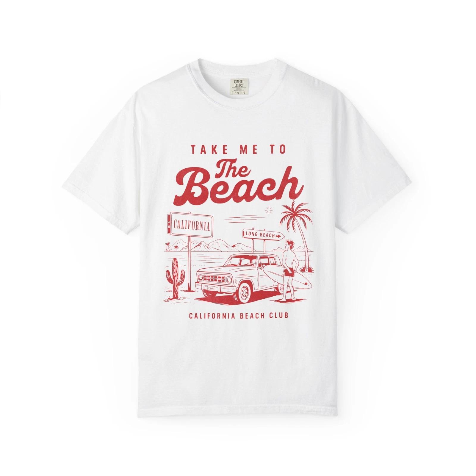 Beach Vibes Garment-Dyed T-Shirt Summer Vacation Tee California Style Shirt S