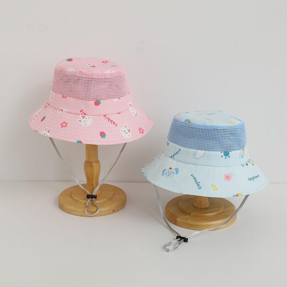 New Summer Baby Bucket Cap Mesh Breathable Boys Girls Sunhat Cartoon Animal Cute Fisherman Caps Kids