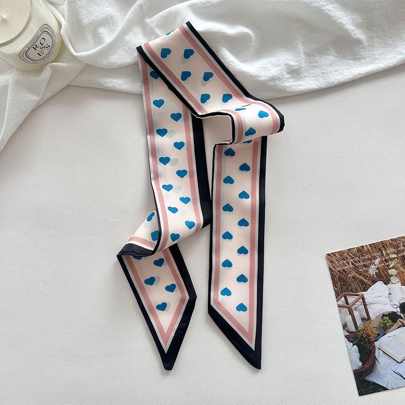 Luxury  Scarf Red Stripe Printing Women Scarf Bag Hair Skinny Silk Scarves Lady Foulard Neckerchief Headband