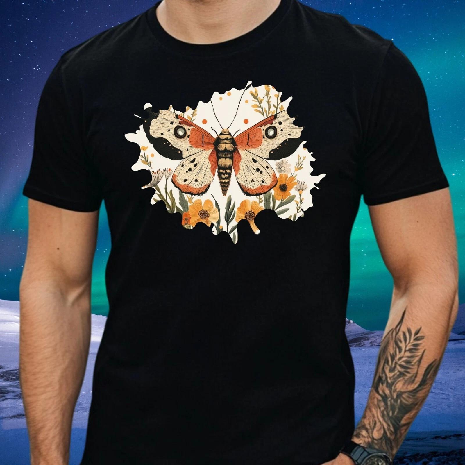 T-Shirt Herren Motte mit Blume Motiv Baumwolle Größe S bis 5XL XXL
