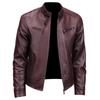 Men's Trendy American Stand-Collar Faux Leather Motorcycle Jacket with British and Korean Style
