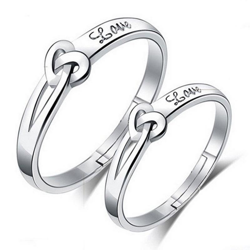 2Pcs 925 Silver Couples Ring Sets Light Polishing Simple Ring for Woman Man Classic Wedding Fine Jewelry Circle