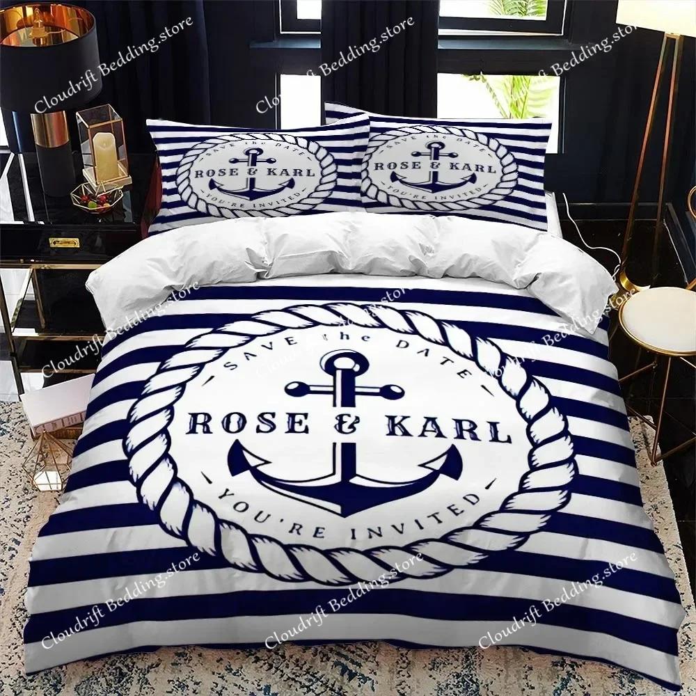 Maritim Serie Bettwäsche Set Jungen Mädchen Twin Queen Size Bettbezug Kissenbezug Bett Kinder Erwachsener Mode Heimtextilienextile026