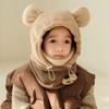 Warm Drawstring Bear Ear Hat Soft Panda Neckerchief Panda Plush Scarf with Face Mask  Streetwear