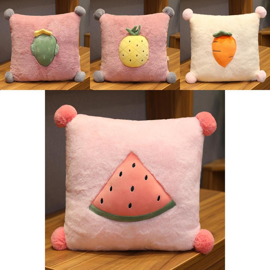 Creative Watermelon Plush Pillow Blanket 3 In 1 Soft Fruit Toy Cozy Decor