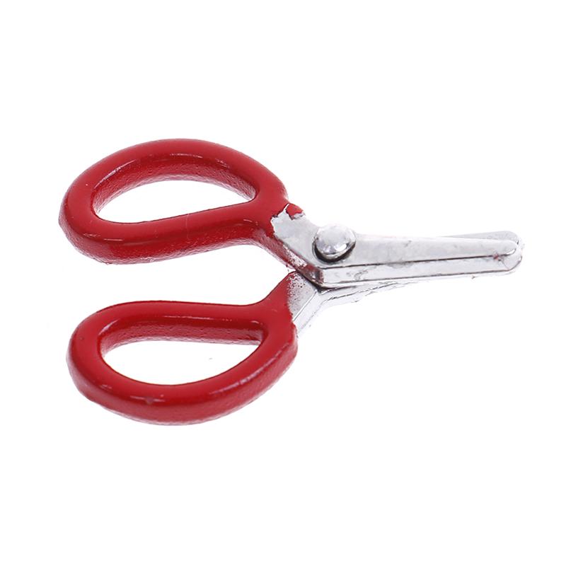 1:12 Dollhouse Mini Metal Red Scissors Simulation Furniture Scissors Model Toys