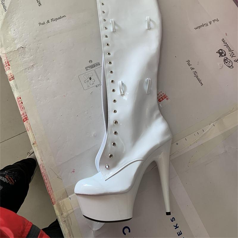 New Style Women’s Shoes Genuine Super Star 15CM Stiletto Strap Belt Buckle Over the Knee Boots Fashion Pole Dance Leather Pumps