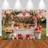 LS Spring Valentine's Day Photography Backdrops Rose Bear Love Decor Children Cake Smash Photocall Background Photo Studio