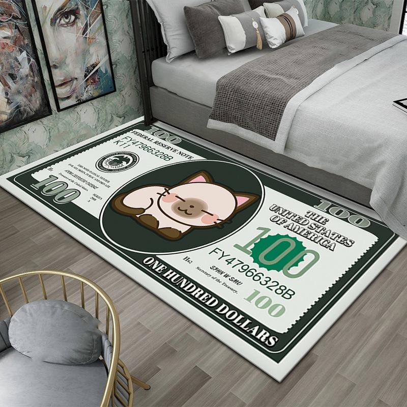 Creative Dollar Coins Cartoon Pattern Carpet Cat and Mouse Personalized Study Floor Mat Footwear Home Decoration