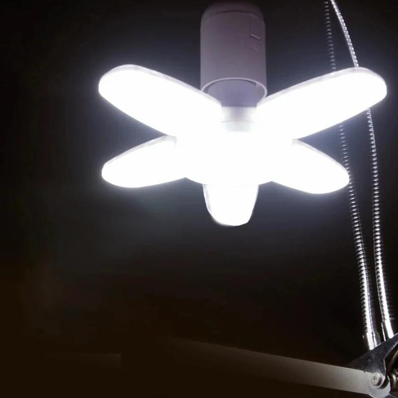 Led Garage Lights,Deformable Daylight, Workshop Lamps,Bright Basement Lamp With 5 Deformable Panels