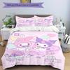 3pcs Casual My Melody & Kuromi Bedding Set - 1 Soft Quilt Cover + 2 Pillowcases, Machine Washable - Suitable for All Seasons, Perfect Gift F