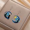 Starry Night Earring Star Moon Earrings Asymmetric Black Cat and Yellow Star Dangle Earrings For Women Birthday Jewelry Gift