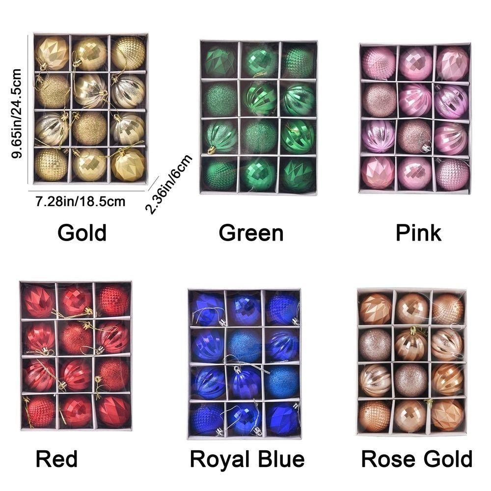 12Pcs Colored Christmas Tree Hangings Pendant 6cm Merry Xmas Tree Decor  New Year