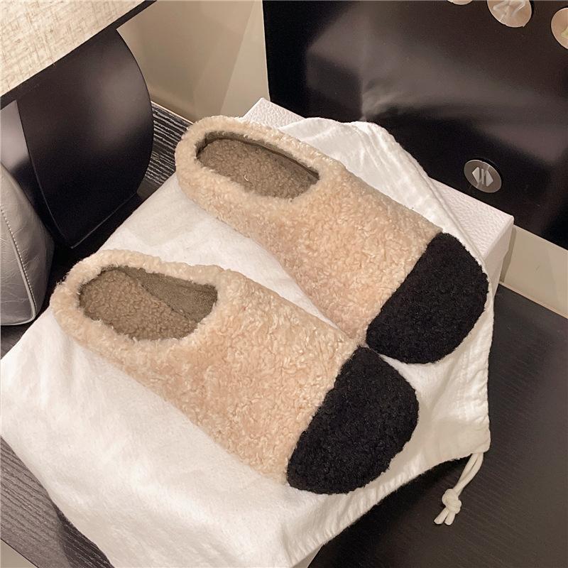 

Каблук на танкетке высококачественный бархатный мешок голова хлопковая швабра верхняя одежда 2025 новый женский осенне-зимний толстая подошва увеличивающая рост пушистые тапочки 40 бежевый