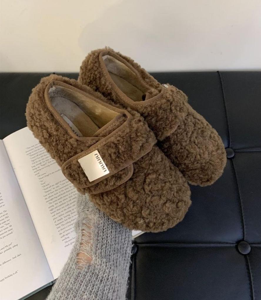 

Модные женские туфли на плоской подошве из овчины с меховой отделкой из овечьей шерсти, мокасины женские, теплые хлопковые туфли, женские туфли-лоферы с подкладкой из овечьей шерсти, повседневные зимние туфли 39 коричневый