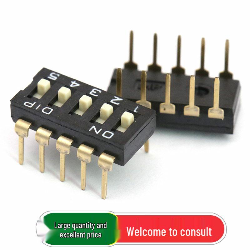 

2.54mm Pitch 5-Position DIP Switch with Straight Pins - Black, Through-Hole