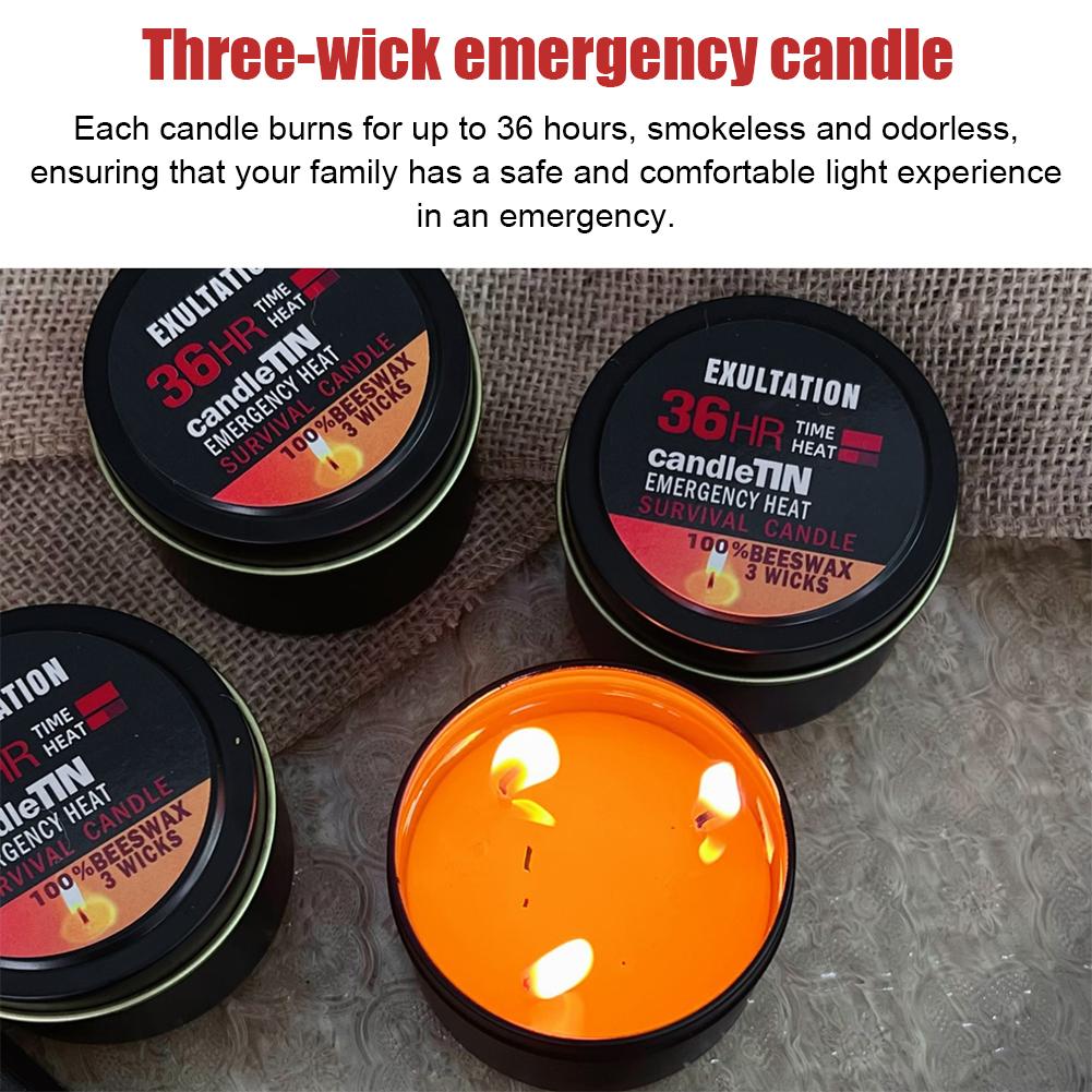 1/2/3pcs Emergency Candle 36 Hour 3 Wick Long Lasting Beeswax Survival Candle with Aroma for Home Camping Fishing
