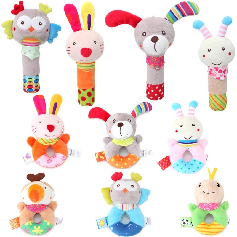 BBSKY Plush Rabbit Baby Rattle and Squeeze Toy