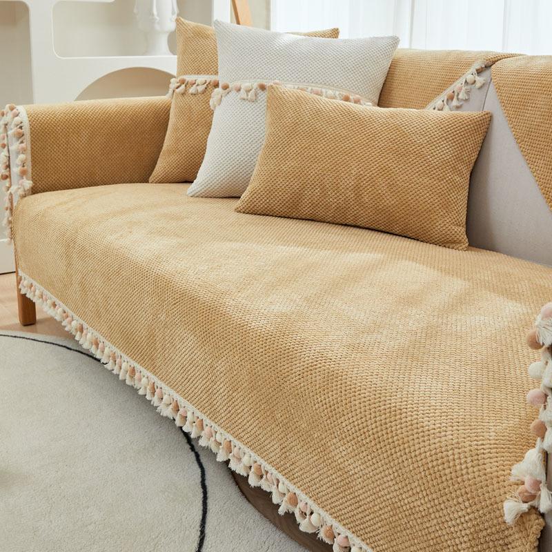 

Corduroy Fringed Sofa Cushion Winter Warm Sofa Cover Simple Modern Cover Cloth Towel Seat Cushion Autumn And Winter New 70*70cm