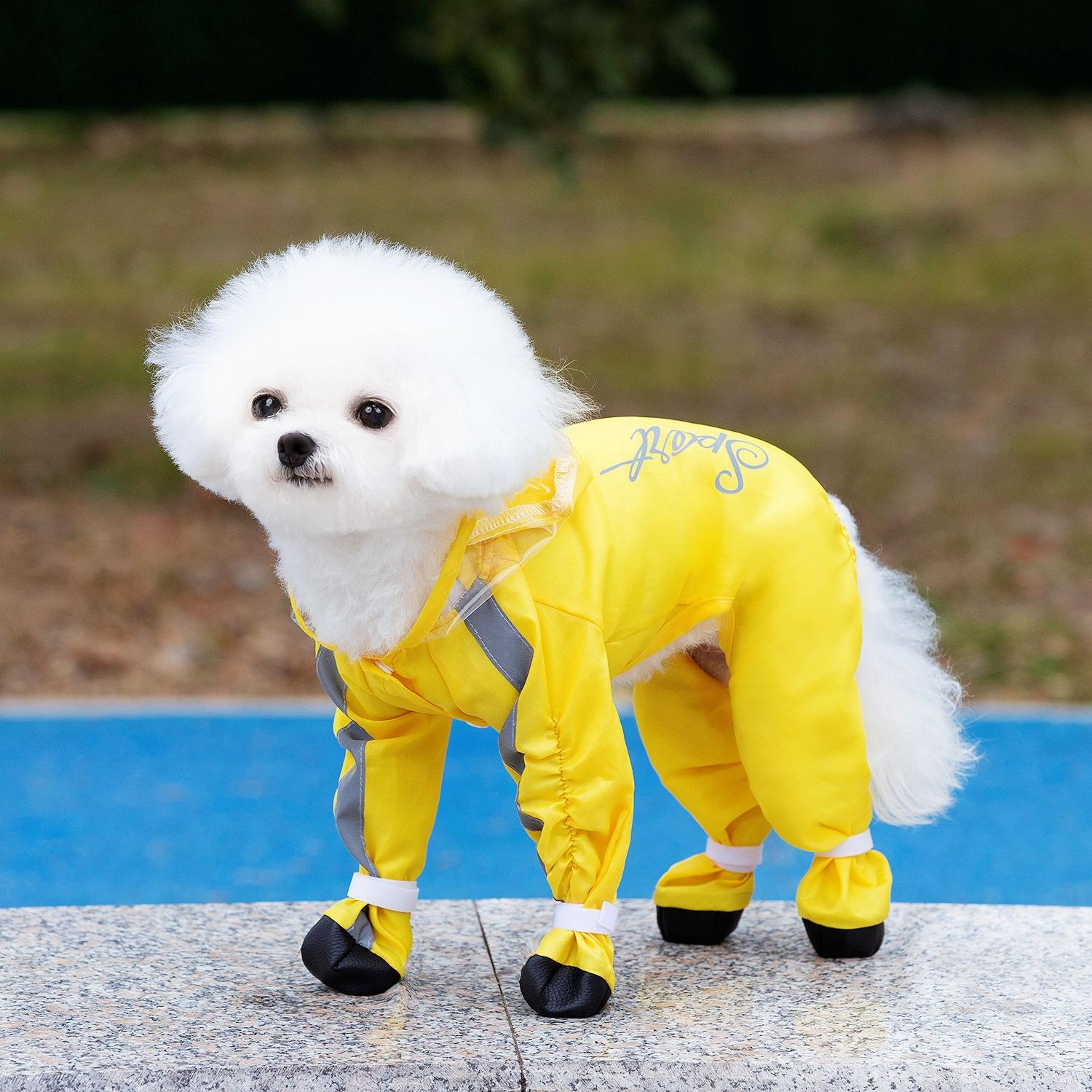 

Водонепроницаемый и дышащий универсальный дождевик для домашних животных, кошек и собак, цельный четырехлапый дождевик с большим козырьком, ветрозащитный и теплый 2XL